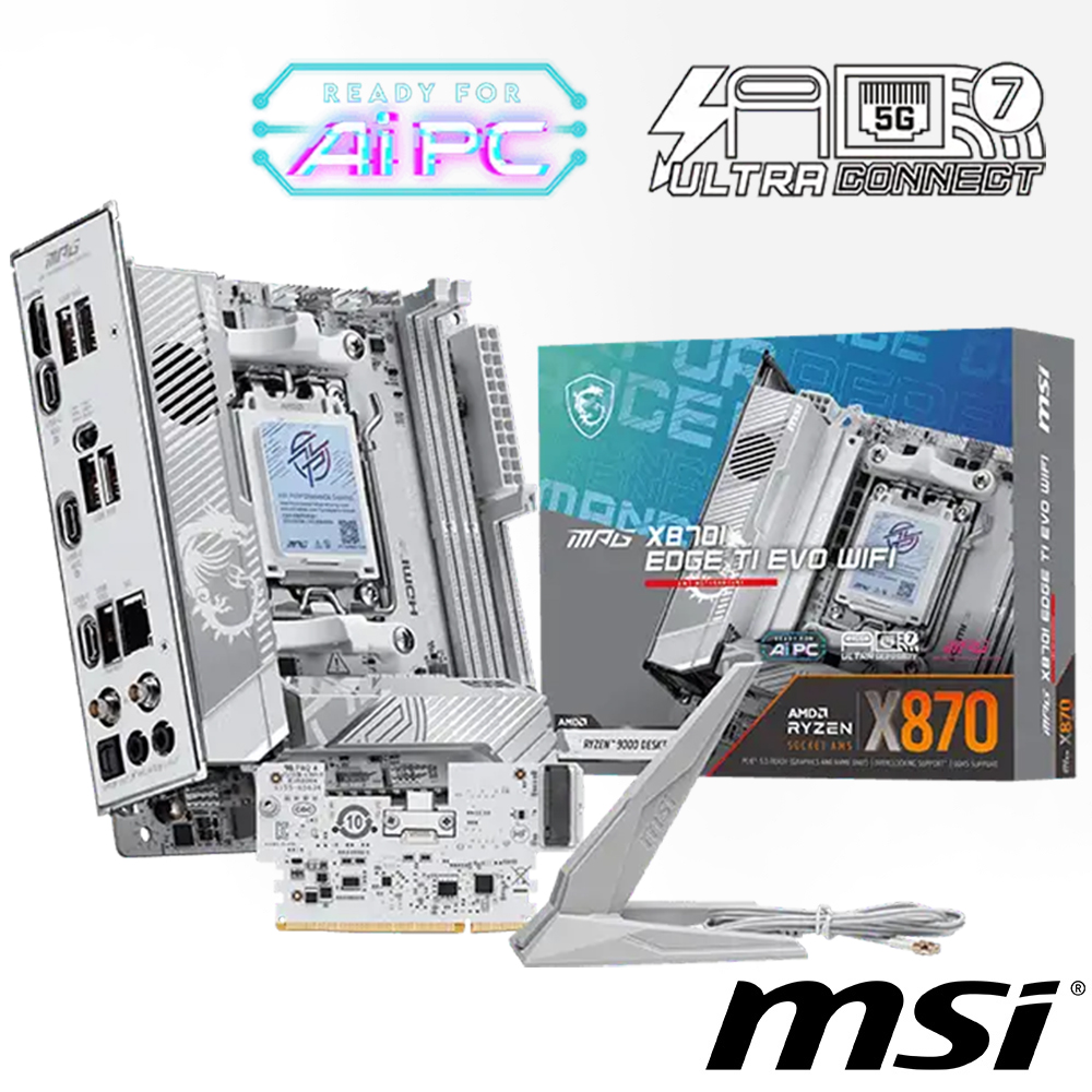 MSI 微星 MPG X870I EDGE TI EVO WIFI 主機板 + AMD Ryzen 5-8600G 4.3GHz 6核心 中央處理器