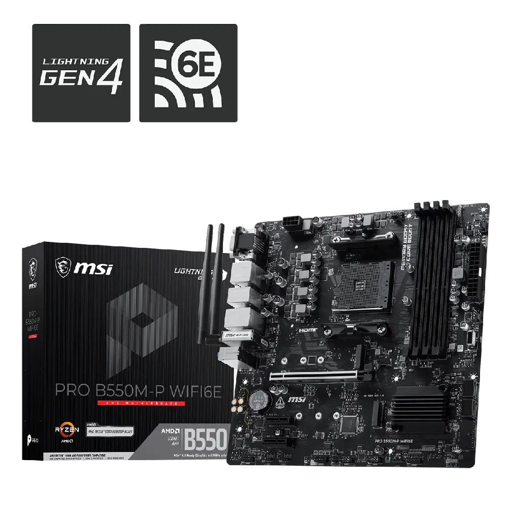 MSI 微星 PRO B550M-P WIFI6E 主機板 + AMD Ryzen 5-5600X MPK 3.7GHz 6核心 處理器