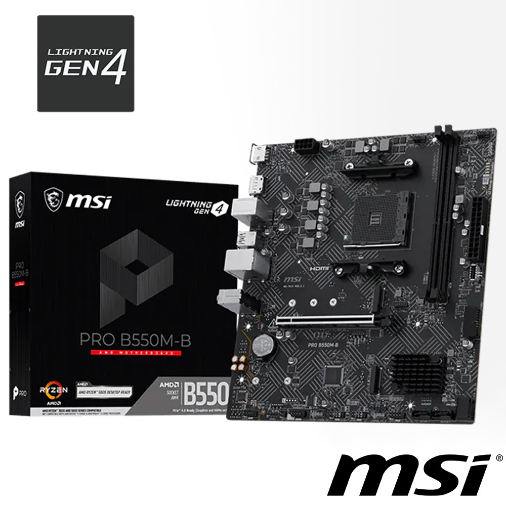 MSI 微星 PRO B550M-B 主機板 + AMD Ryzen 5-5600X MPK 3.7GHz 6核心 處理器