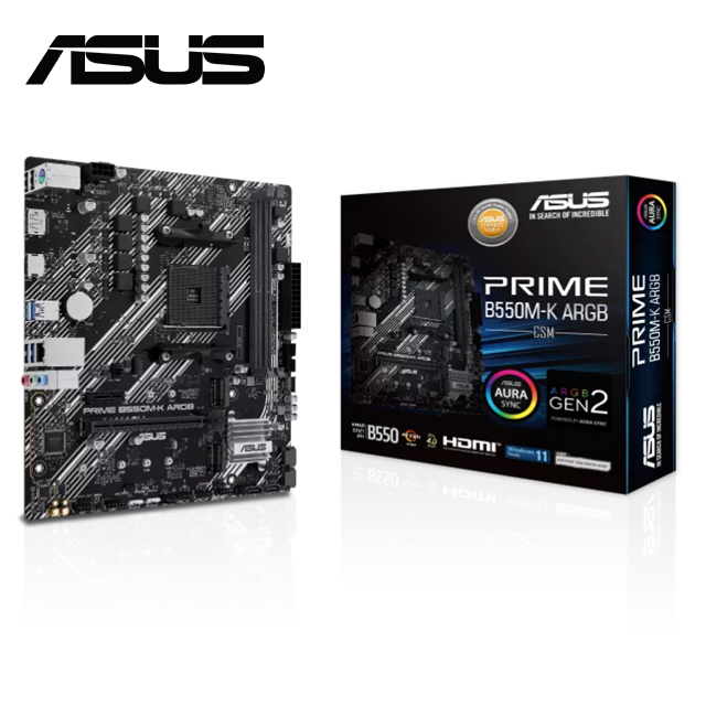 ASUS 華碩 PRIME B550M-K ARGB-CSM 主機板+AMD Ryzen 7-5800X3D 3.4GHz 8核心 中央處理器