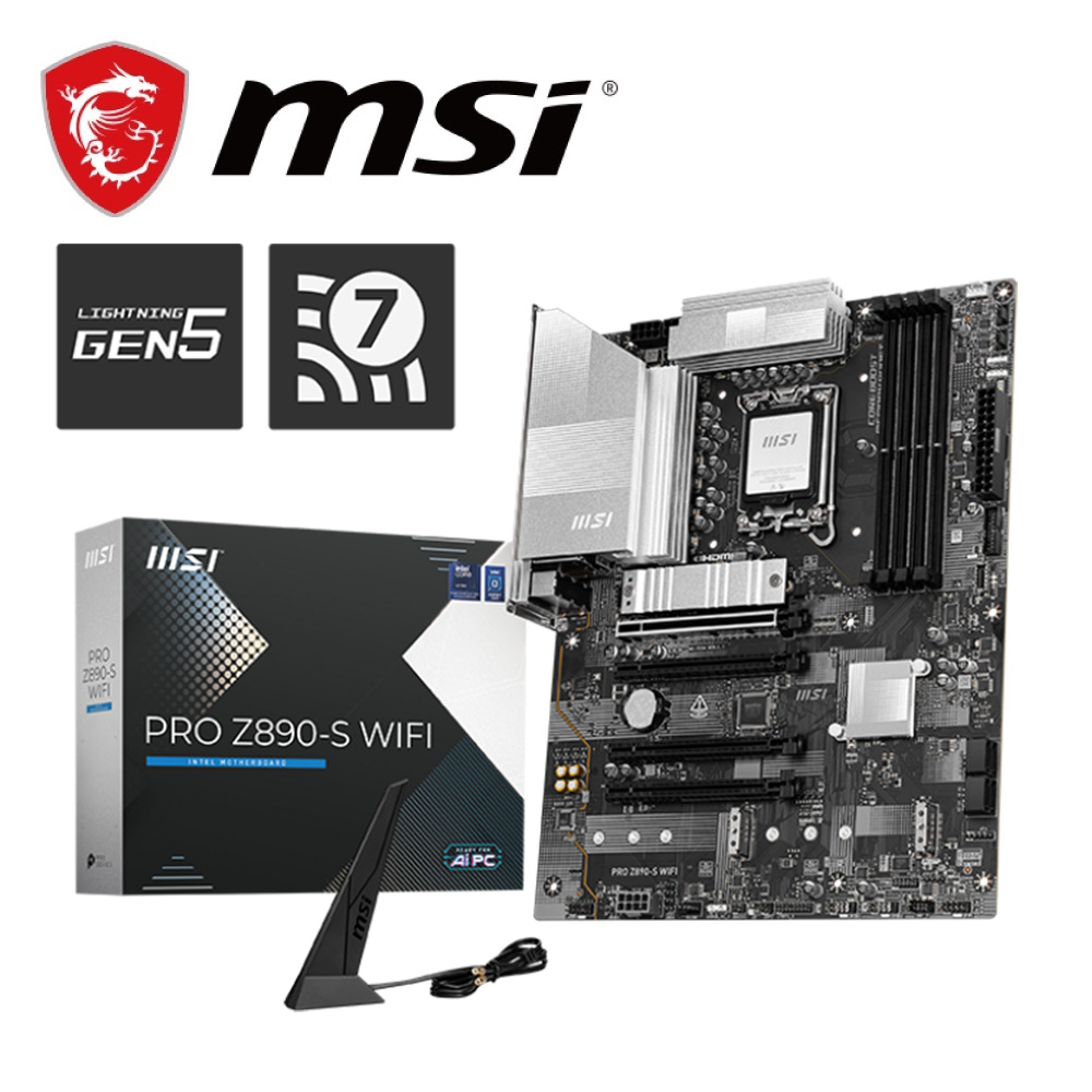 MSI 微星 PRO Z890-S WIFI DDR5 主機板+微星 MAG CORELIQUID A13 360 水冷風扇