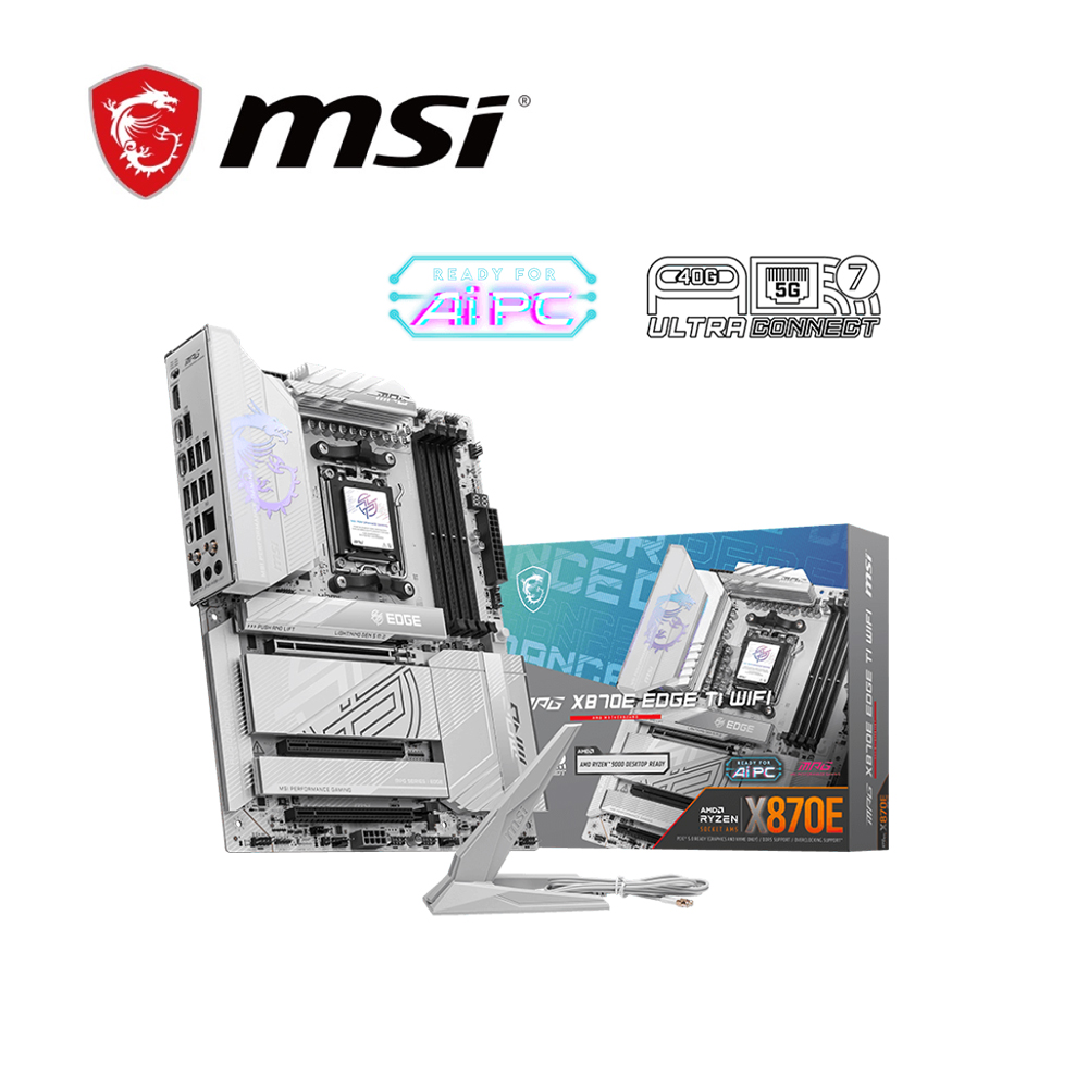 MSI 微星 MPG X870E EDGE TI WIFI 主機板+美光 PRO D5 16G*2 6000 超頻 (雙通)白色 記憶體