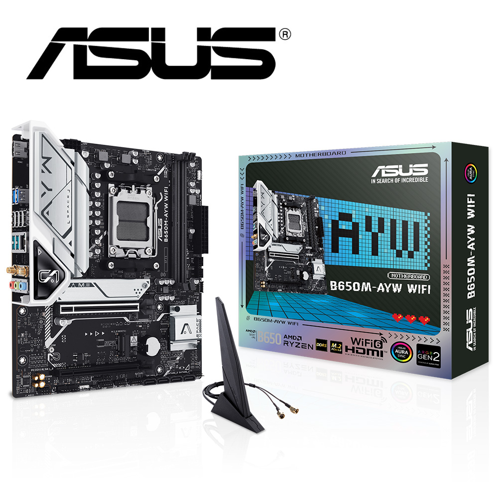 ASUS 華碩 B650M-AYW WIFI 主機板+AMD R5 9600X 6核/12緒 中央處理器(M+C組合包)