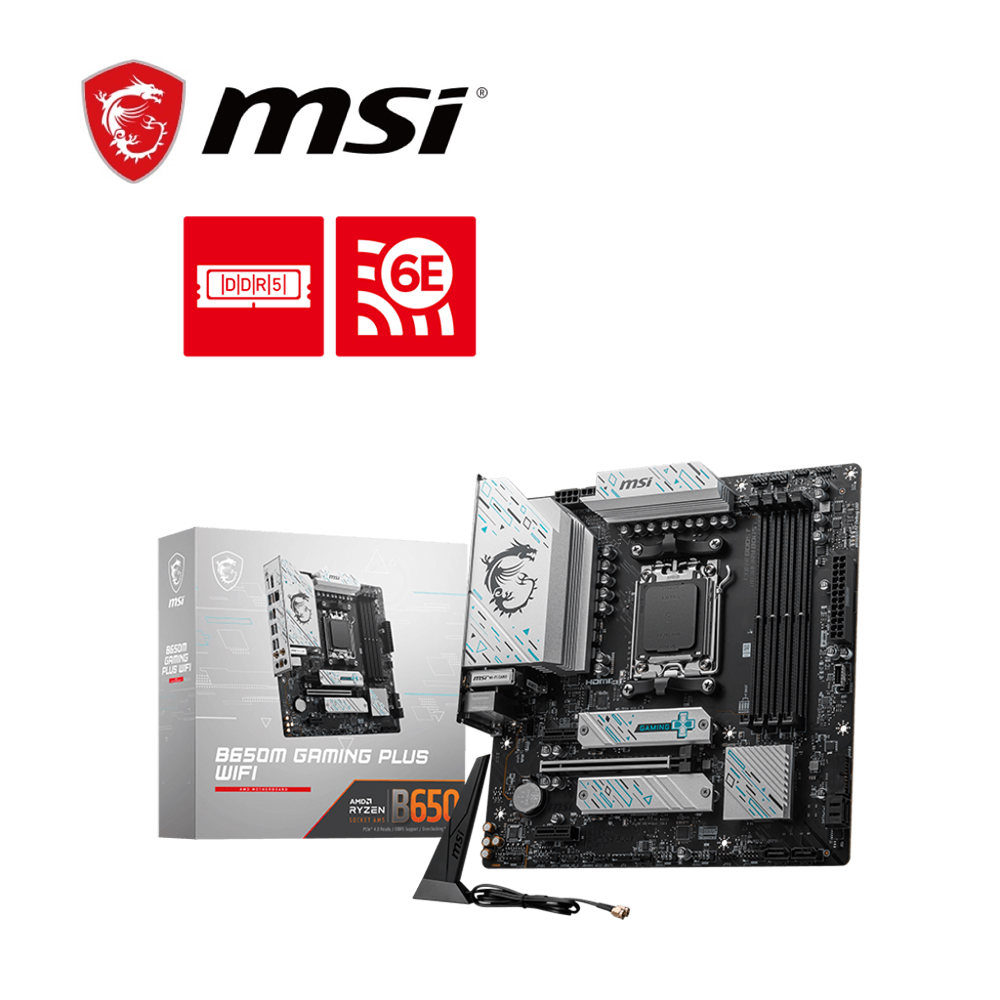 MSI 微星 B650M GAMING PLUS WIFI 主機板+AMD R5 7500F MPK(代理裸裝含風扇)【6核/12緒】