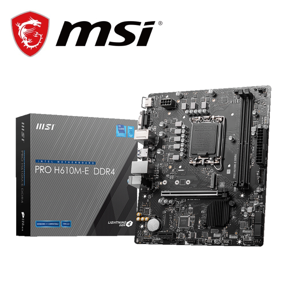 MSI 微星 PRO H610M-E DDR4 主機板+Intel i3-14100 4核/8緒