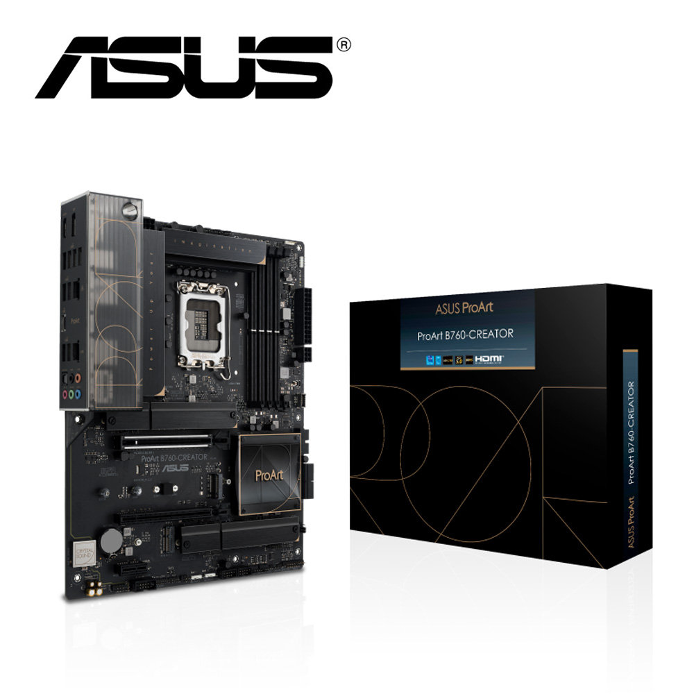 ASUS 華碩 ProArt B760-CREATOR 主機板+美光 PRO D5 16G*2 6000 超頻 雙通 黑散熱片記憶體