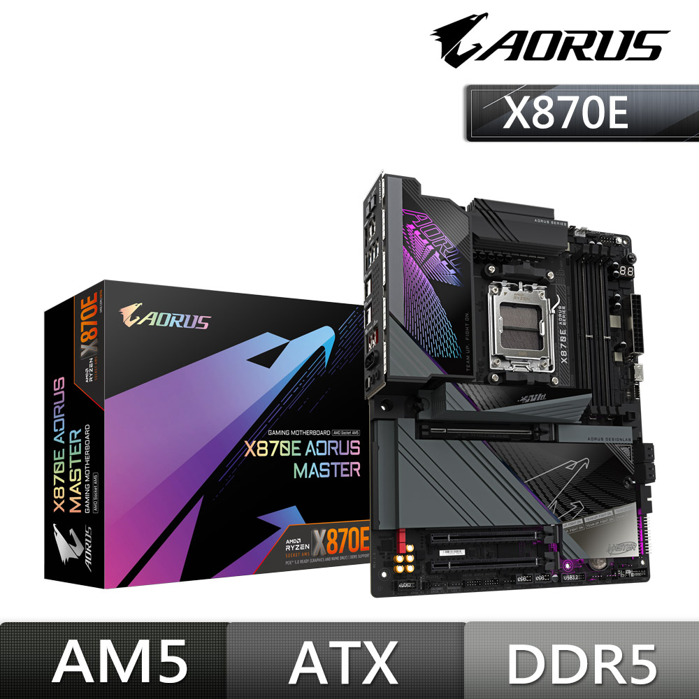 GIGABYTE 技嘉 X870E AORUS MASTER AMD 主機板+AMD Ryzen 7-9700X 3.8GHz 8核心 中央處理器