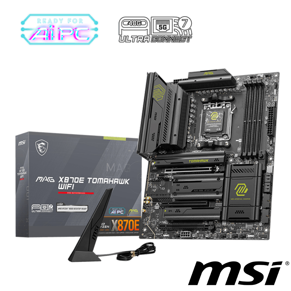 【C+M超值組】 微星 MAG X870E TOMAHAWK WIFI 主機板 + AMD Ryzen 7-9800X3D 中央處理器