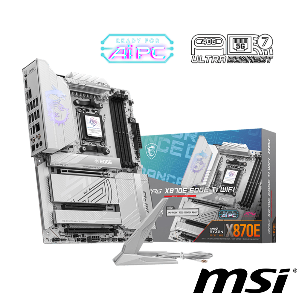 微星 MPG X870E EDGE TI WIFI 主機板 + AMD Ryzen 7-9850X3D 8核心 中央處理器