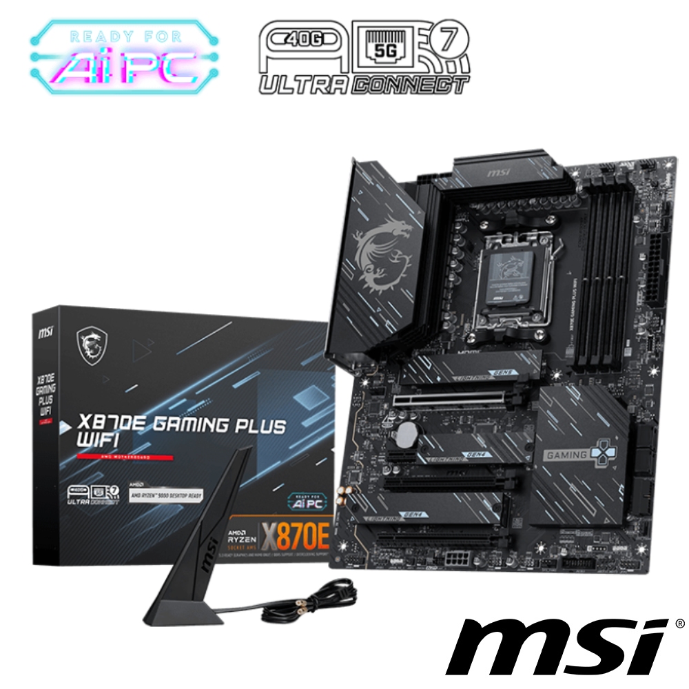 微星 X870E GAMING PLUS WIFI 主機板 + AMD Ryzen 7-9850X3D 8核心 中央處理器