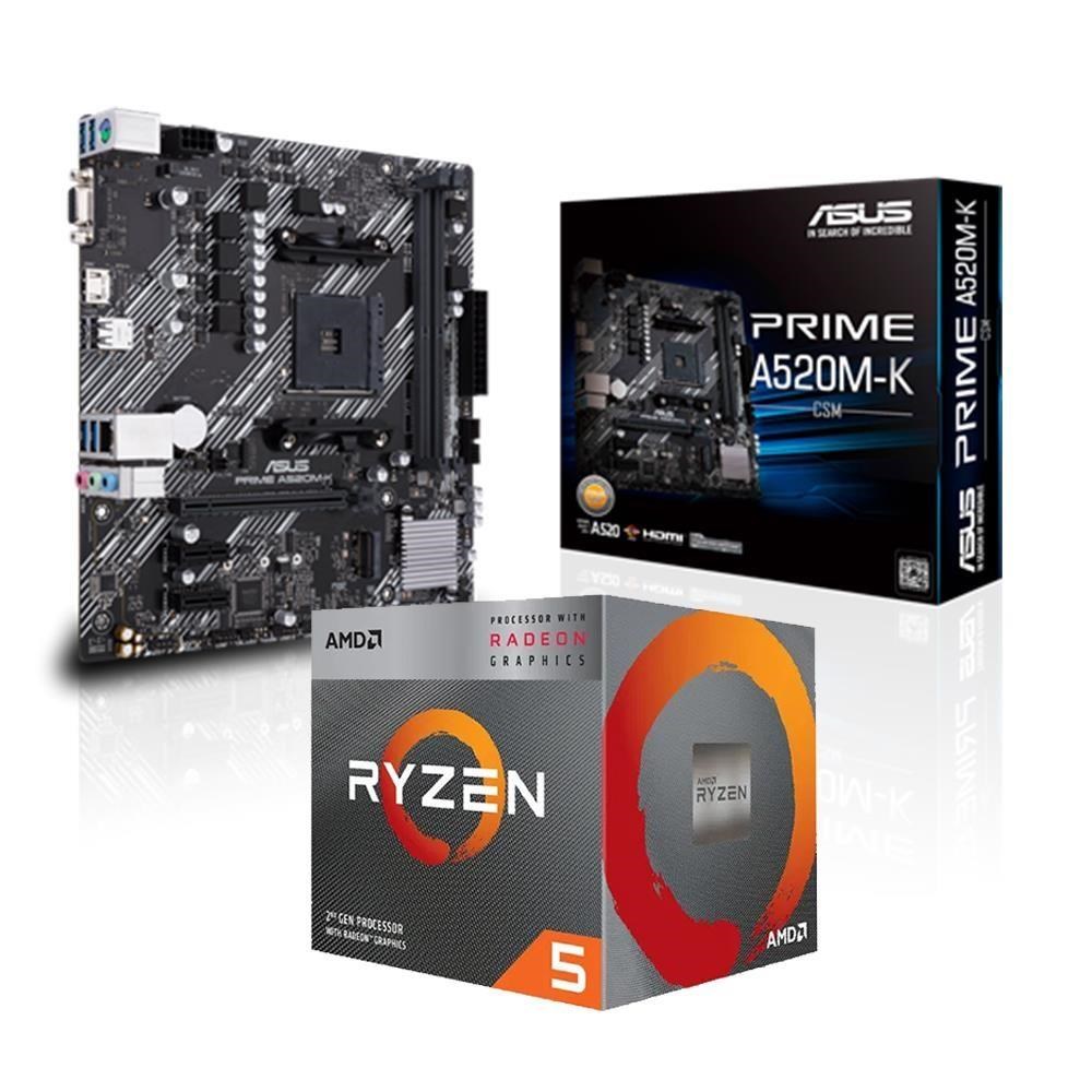 ASUS 華碩 A520M-K CSM 主機板 + AMD R5-3400G 處理器