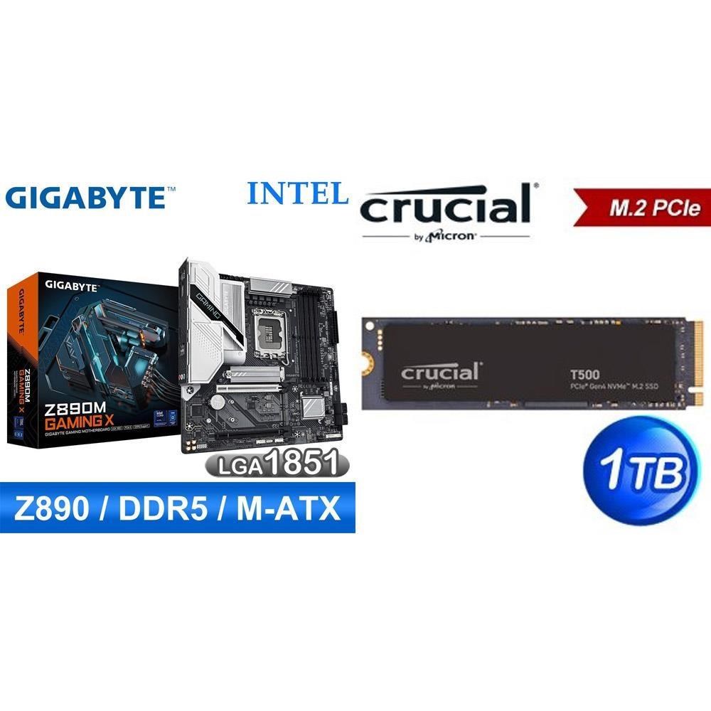 GIGABYTE 技嘉 〈限時〉Z890M GAMING X D5 MATX主機板+美光 Crucial T500 1TB SSD