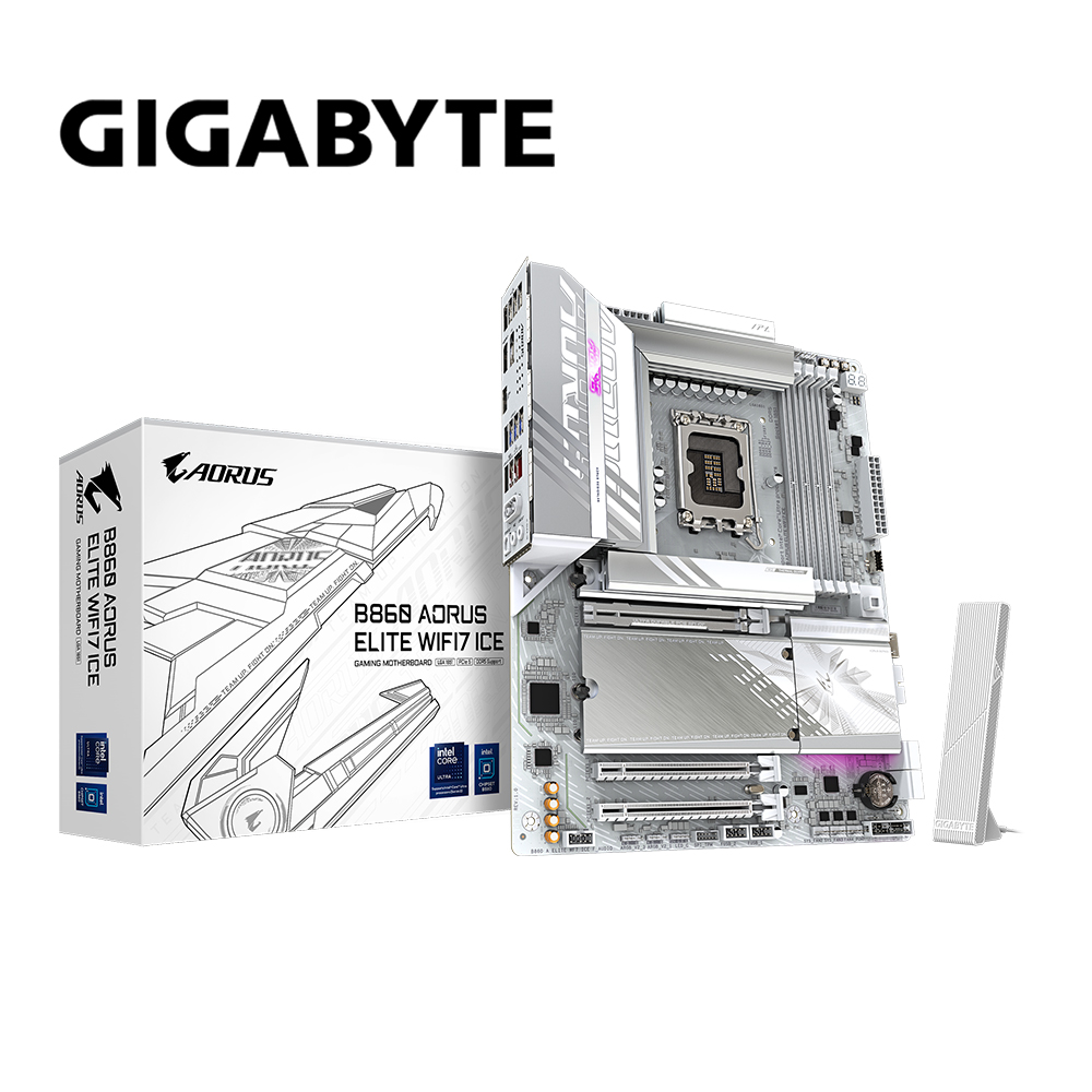 GIGABYTE 技嘉 B860 AORUS ELITE WIFI7 ICE 主機板+Intel Core Ultra 5 250K Plus【18核】