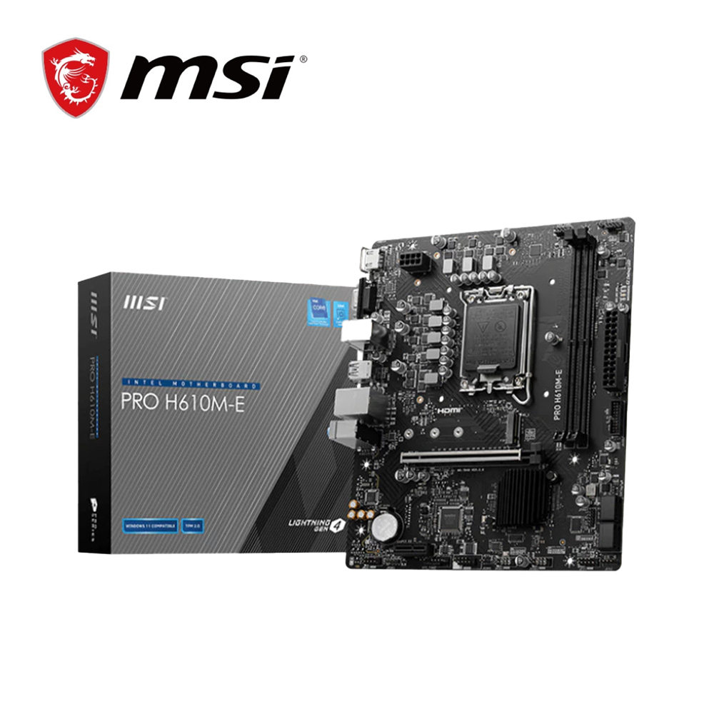 MSI 微星 PRO H610M-E DDR5 主機板+Intel i5-12400F【6核/12緒】