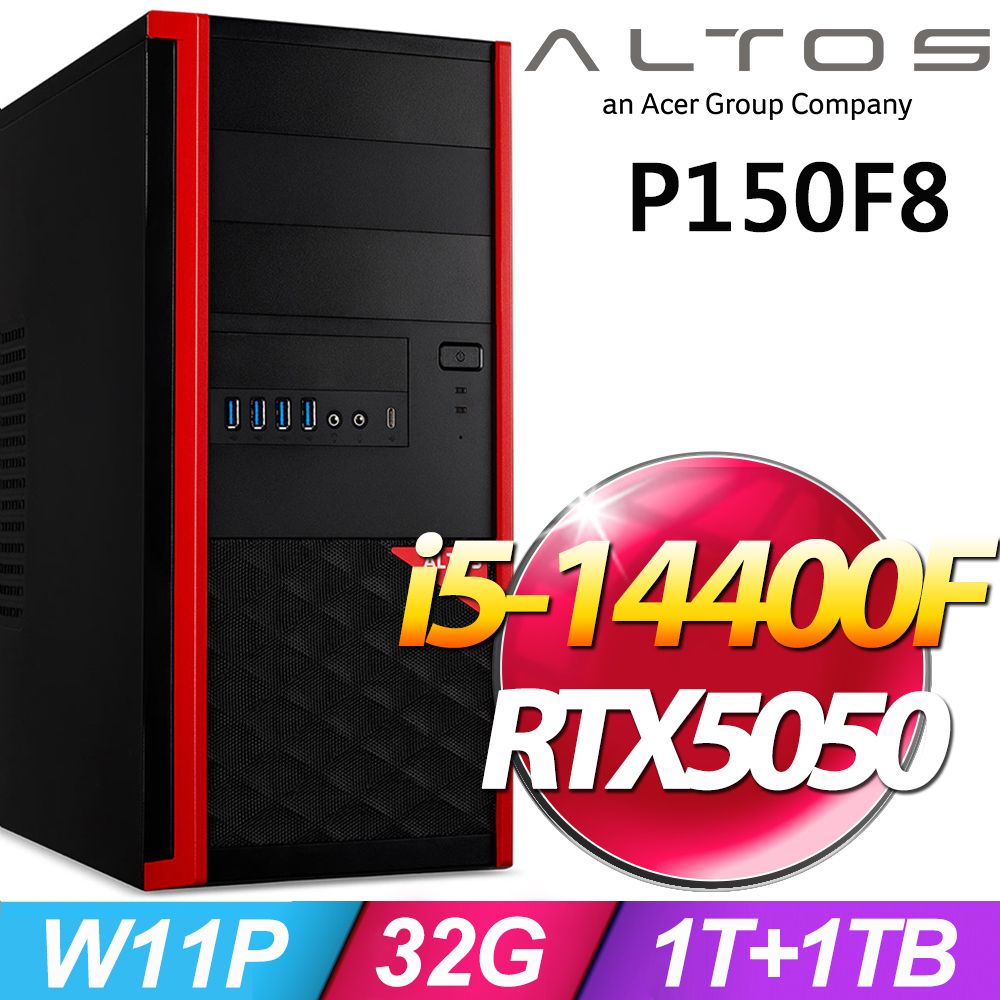 ACER 宏碁 Altos P150F8系列 - i5處理器 - 32G記憶體 / 1TB+1TB SSD / RTX5050-8G電競顯卡 / Win11專業版