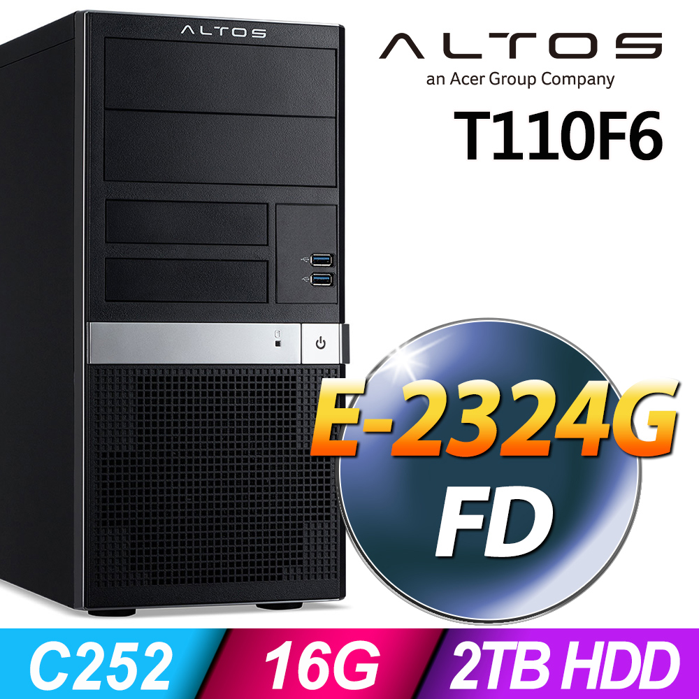 ACER 宏碁 Altos T110F6系列-Xeon E-2324G處理器-16G記憶體/1TBX2 HDD/無系統電腦