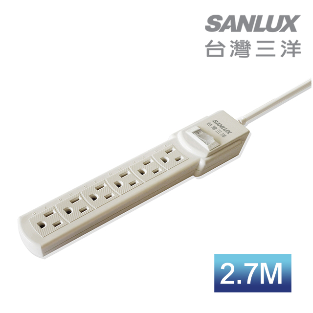 三洋超安全轉接延長電源線-6座單切(SYPW-361B)2.7M