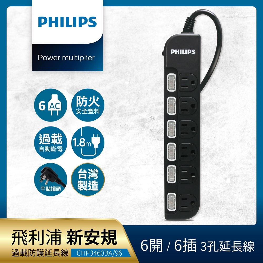 6開6座延長線1.8M-CHP3460