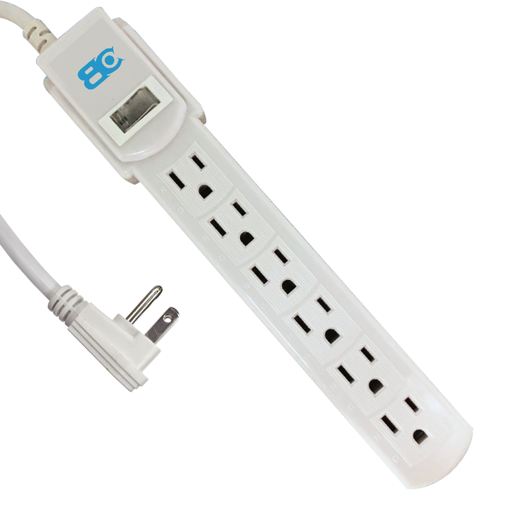 【博銓科技】KTC-316-6 1切6座3孔1.8M/6尺 防雷擊 延長線(過載斷電保護90°貼壁插頭)