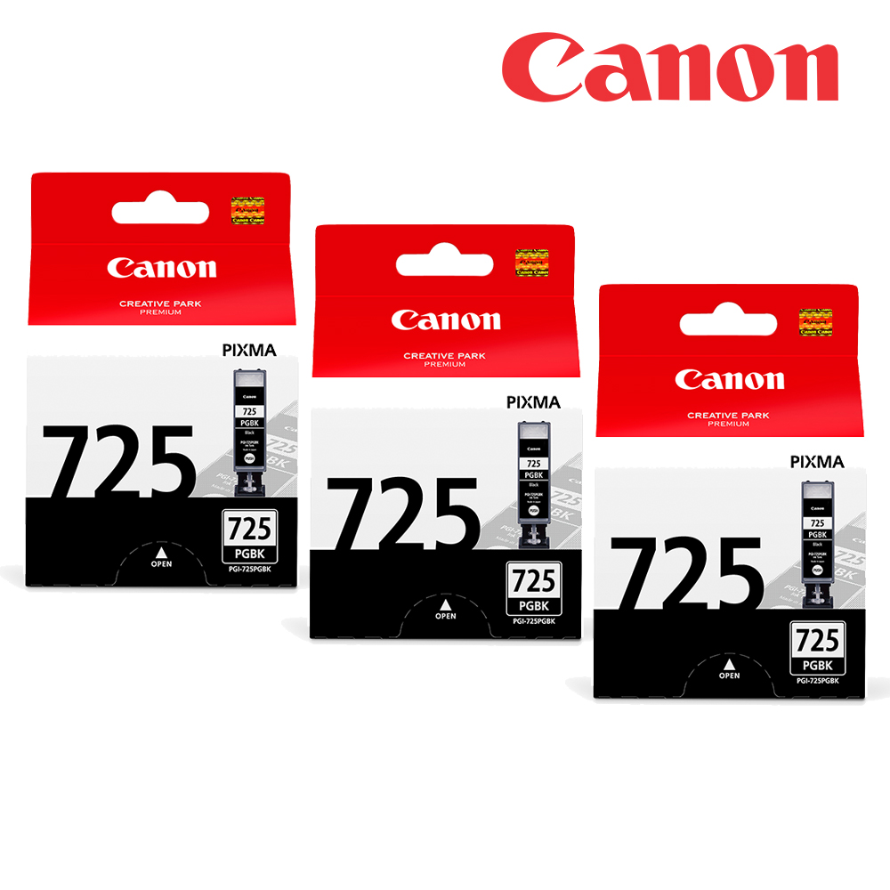 Canon 佳能 PGI-725BK 原廠墨水匣組合(3黑)