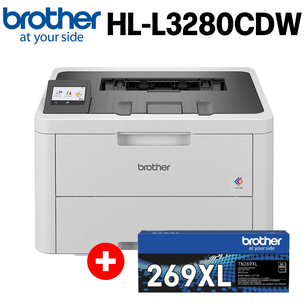 BROTHER 兄弟牌 HL-L3280CDW 超值商務彩色雷射印表機+原廠碳粉TN-269XLBK