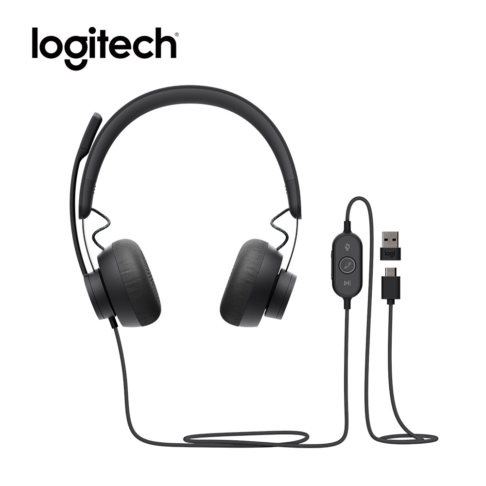 Logitech 羅技 VC Zone Wired UC 有線耳機麥克風 - 黑