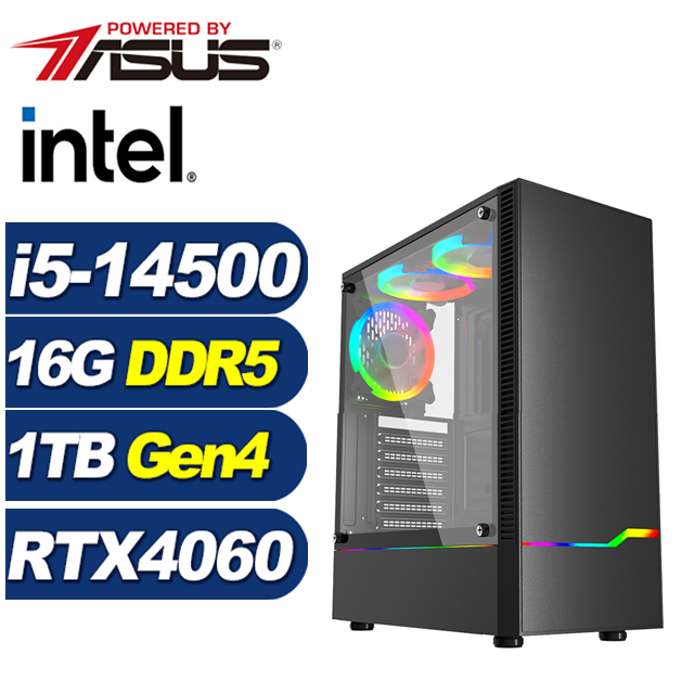 ASUS 華碩 (DIY)峰火少校(i5-14500/B760/16G/1TB M.2/RTX 4060)