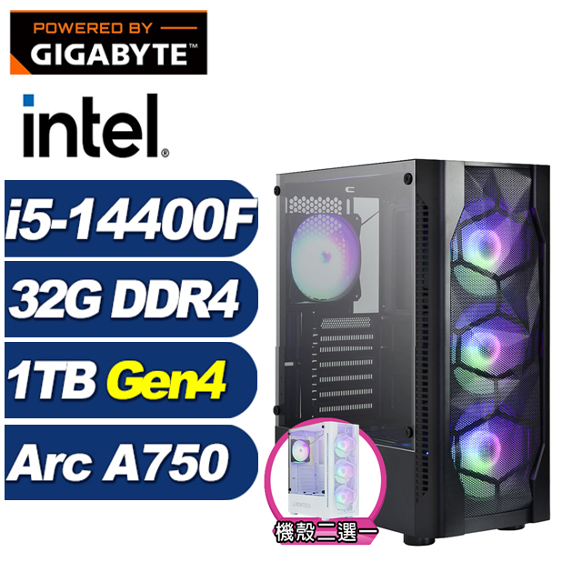 GIGABYTE 技嘉 (DIY)黑鳶中校(i5-14400F/B760/32G/1TB M.2/Arc A750)