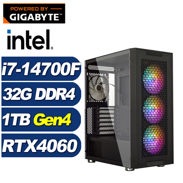 GIGABYTE 技嘉 (DIY)狂雷巫師(i7-14700F/B760/32G/1TB M.2/RTX 4060)