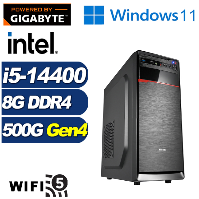 GIGABYTE 技嘉 (DIY)秘銀戰士W(i5-14400/B760/8G/500G M.2/Win11)