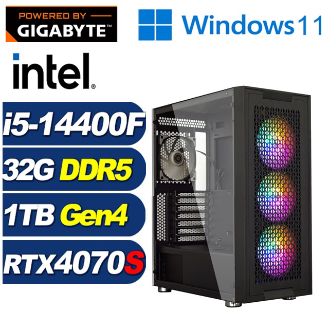 GIGABYTE 技嘉 (DIY)圓舞曲GL11CW(i5-14400F/B760/32G/1TB M.2/RTX 4070 SUPER/Win11)