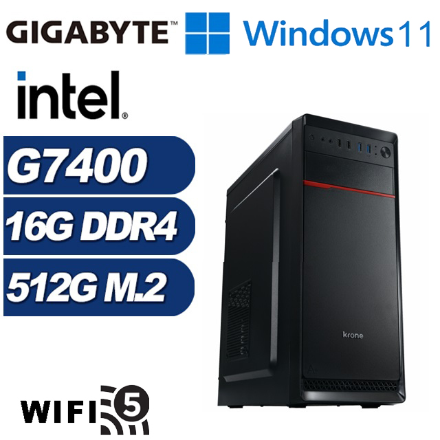 GIGABYTE 技嘉 (DIY)圓舞曲GN1EBW(G7400/H610/16G/512G M.2/Win11)