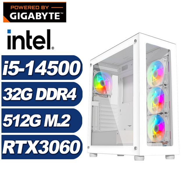 GIGABYTE 技嘉 (DIY)偃月刀I3AB(i5-14500/H610/32G/512G M.2/RTX 3060)