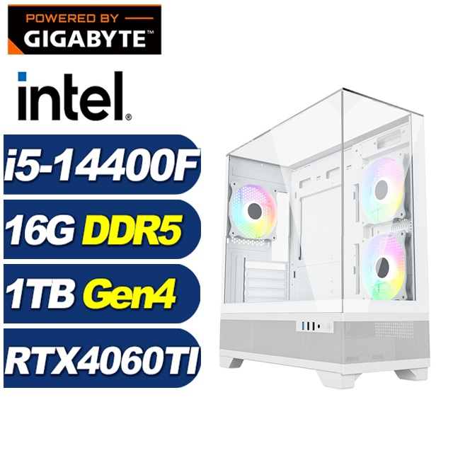 GIGABYTE 技嘉 (DIY)駿鷹GK9BC(i5-14400F/B760/16G/1TB M.2/RTX 4060TI)