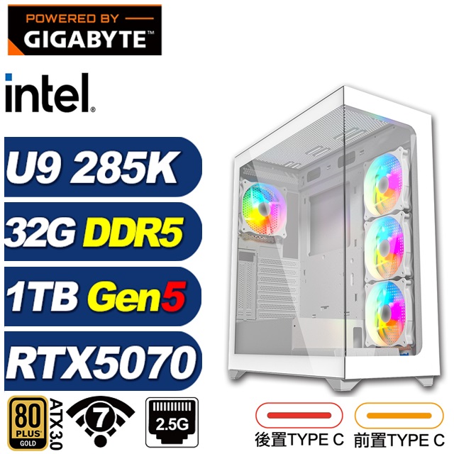 GIGABYTE 技嘉 (DIY)金獅子L11C(Ultra 9 285K/RTX 5070/Z890/32G/1TB M.2/水冷)
