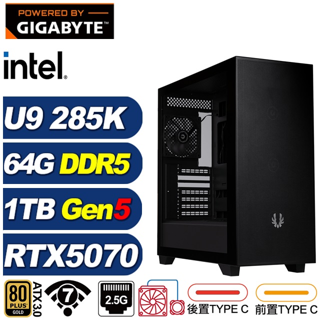GIGABYTE 技嘉 (DIY)瑪爾斯LC3C(Ultra 9 285K/RTX 5070/Z890/64G/1TB M.2/水冷)