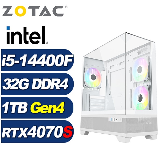 ZOTAC (DIY)武仙座ZL92C(i5-14400F/華碩B760/32G/1TB M.2/RTX 4070 SUPER)