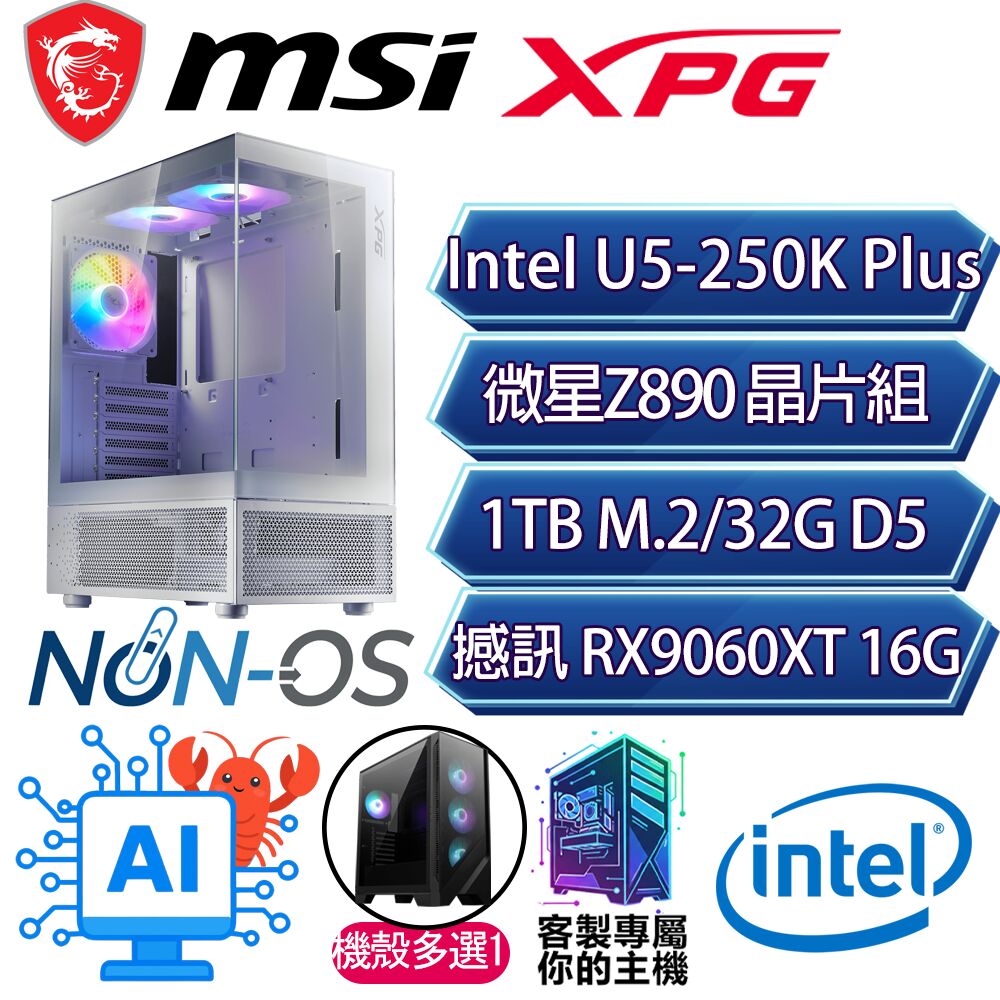 MSI 微星 RX9060XT 16G/U5-250K+ 十八核/Z890/32G/1T/人機迷網/微星平台【星采儷】AI電競電玩電腦