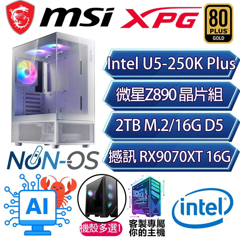 MSI 微星 RX9070XT 16G/U5-250K+ 十八核/Z890/16G/2T/人機迷網/微星平台【星星亮】AI電競電玩電腦