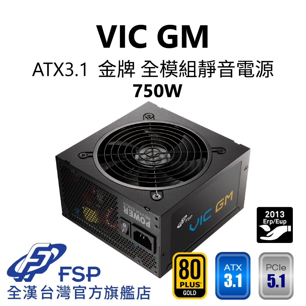 FSP 全漢 全漢FSP VIC GM 750W ATX3.1 PCle5.1 金牌全模組電源 (雙8Pin/DC-DC/5年保)