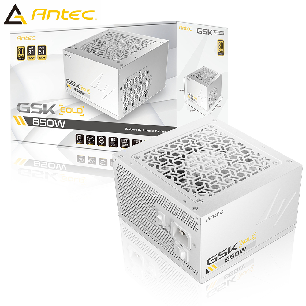 Antec 安鈦克GSK850 ATX3.1 850W 80PLUS 金牌PCIe 5.1 電源供應器 Antec 安鈦克GSK850 ATX3.1 850W 80PLUS 金牌PCIe 5.1 電源供應器