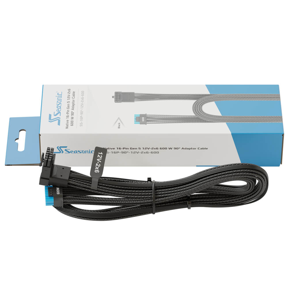 海韻 Seasonic 16Pin-12V-2X6 90度模組線 600W (黑色)