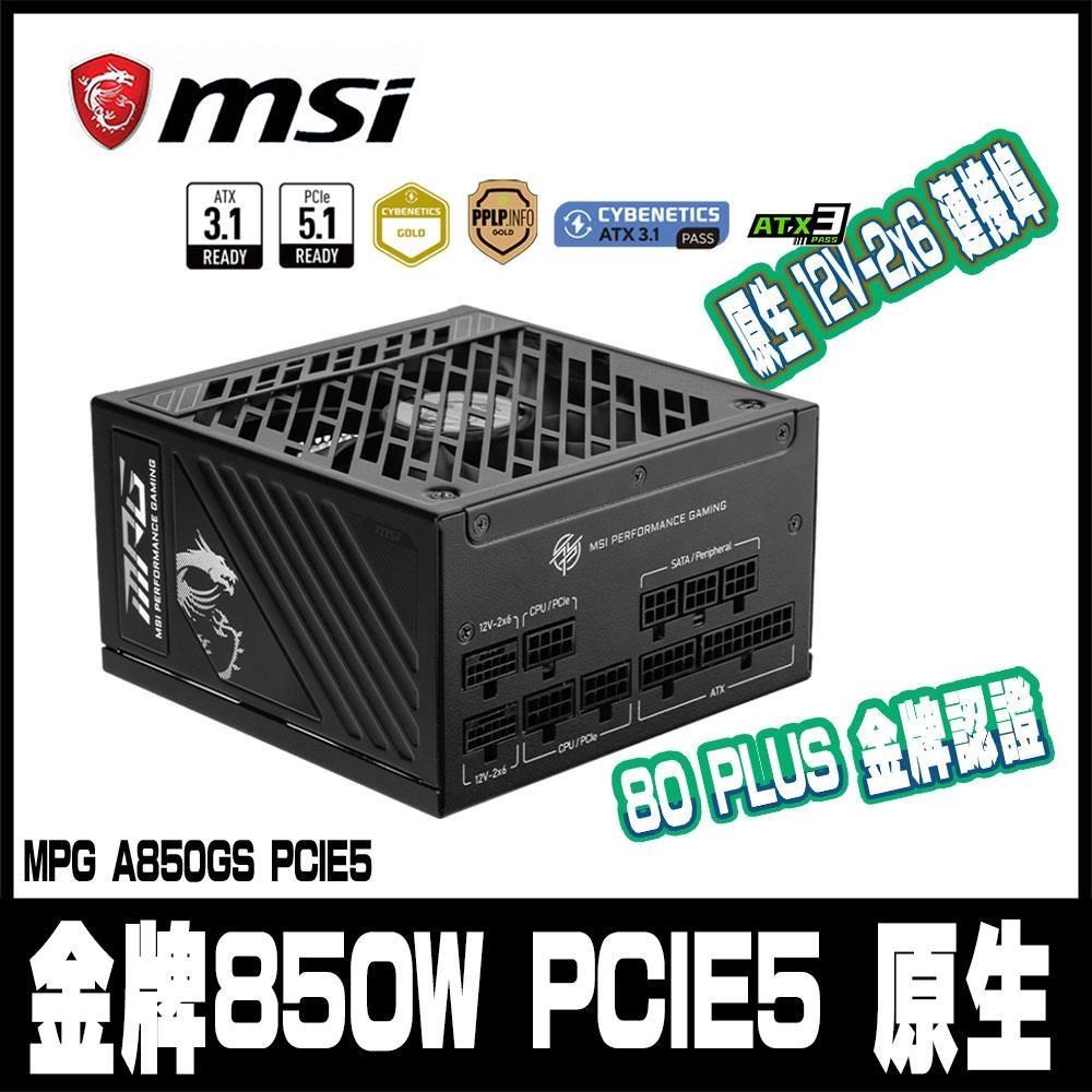 MSI 微星 MPG A850GS PCIE5 電源供應器（其他規格）