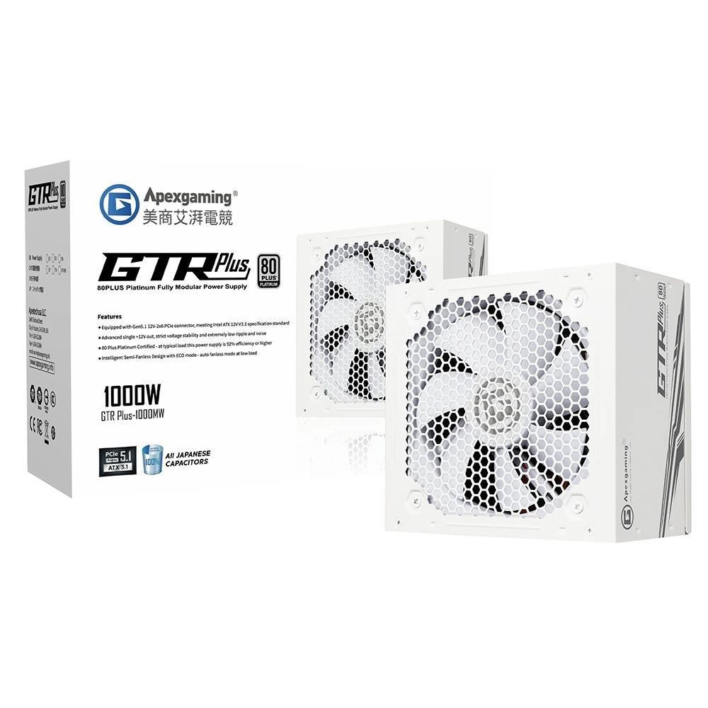 Apexgaming 美商艾湃 GTR1000MW 白金牌/ATX3.1/PCIE5.1白色 電源