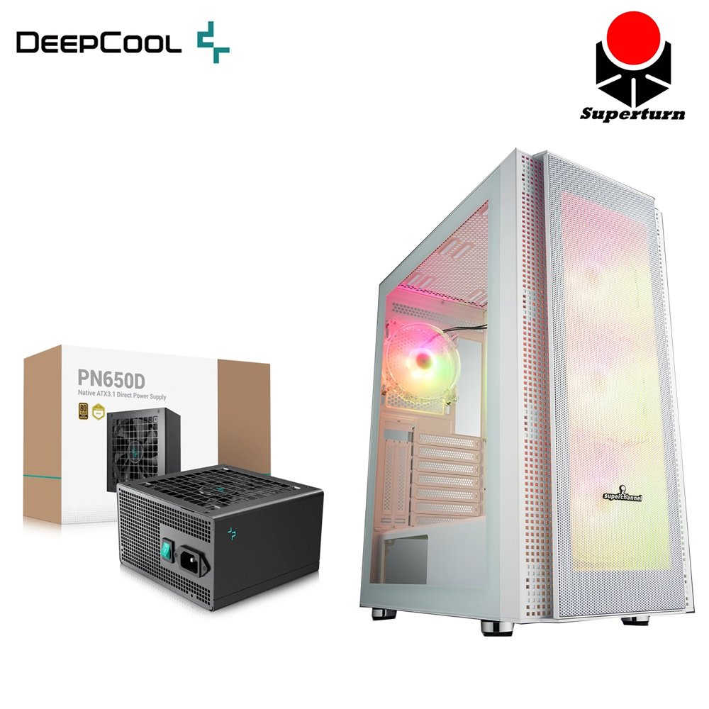 DEEPCOOL 九州風神 PN650D 650W 80PLUS 金牌 10年保 電源供應器 + 視博通 SW300(W) 白色 電腦機殼