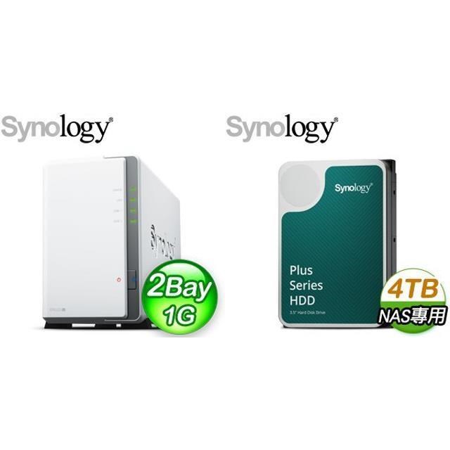 Synology 群暉DiskStation DS223j 2Bay+HAT3300 PLUS 4TB NAS碟(X2