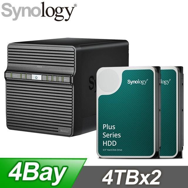 〈促銷組合〉 DiskStation DS423 4Bay NAS+HAT3300 PLUS 4TB NAS碟(X2)
