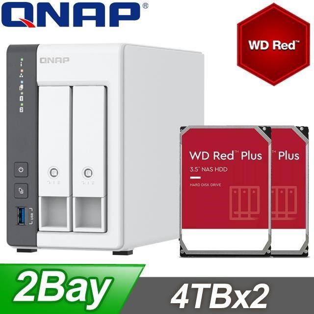 QNAP 威聯通 〈促銷組合〉TS-216G NAS+WD 紅標 Plus 4TB(X2)