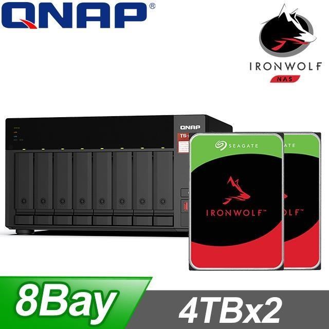 QNAP 威聯通 〈促銷組合〉TS-873A-8G NAS+Seagate 那嘶狼 4TB(X2)