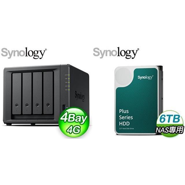 Synology 群暉 〈鈔省價〉DS925+ 4Bay NAS+HAT3300 PLUS 6TB NAS硬碟(X2)